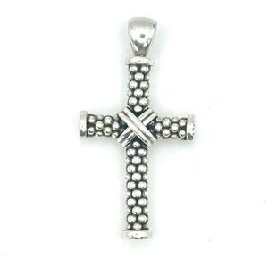 Lagos Caviar Sterling Silver Beaded X Cross Amulet Pendant
